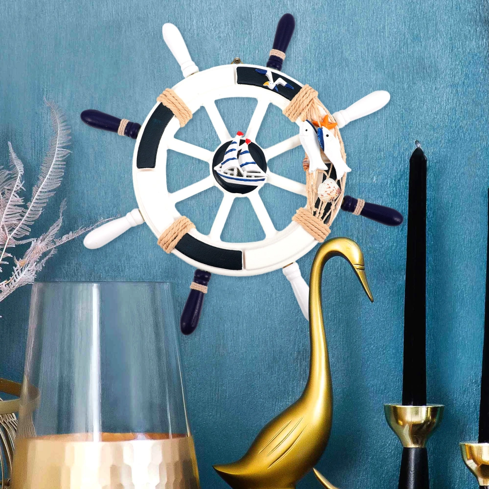 Wall Hanging Rudder Pendant Mediterranean Style Nautical Wheel Decoration