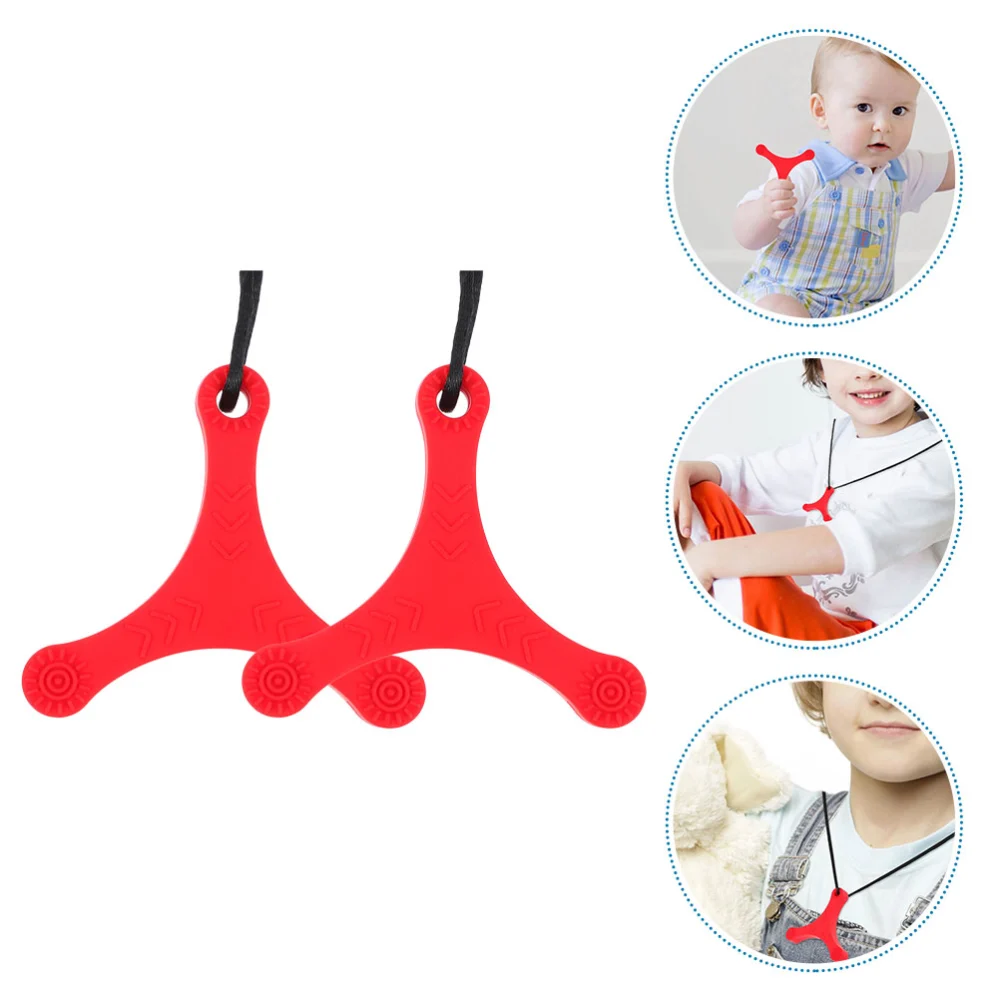 2Pcs Silicone Necklaces Children Sensory Necklace Kids Chewing Necklace Silicone Chewing Pendant