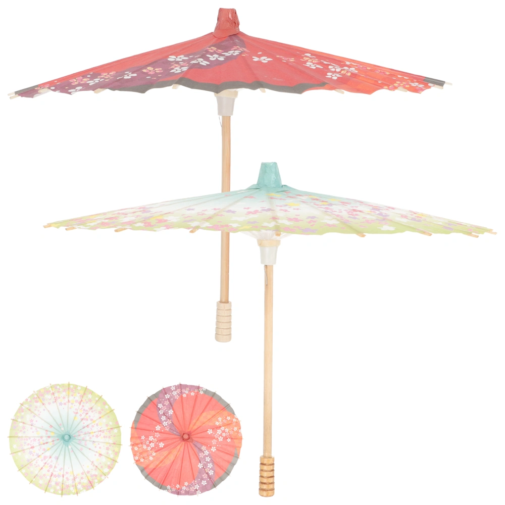 2Pcs Japanese Style Paper Umbrella Small Umbrella Photography Prop Holiday Umbrella Decor