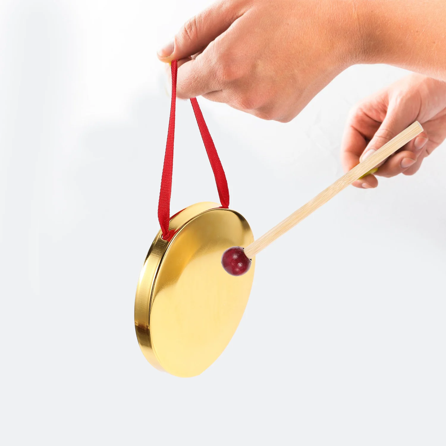 1 Set Small Hand Held Gong with Mallet Metal Gong Percussion Instrument