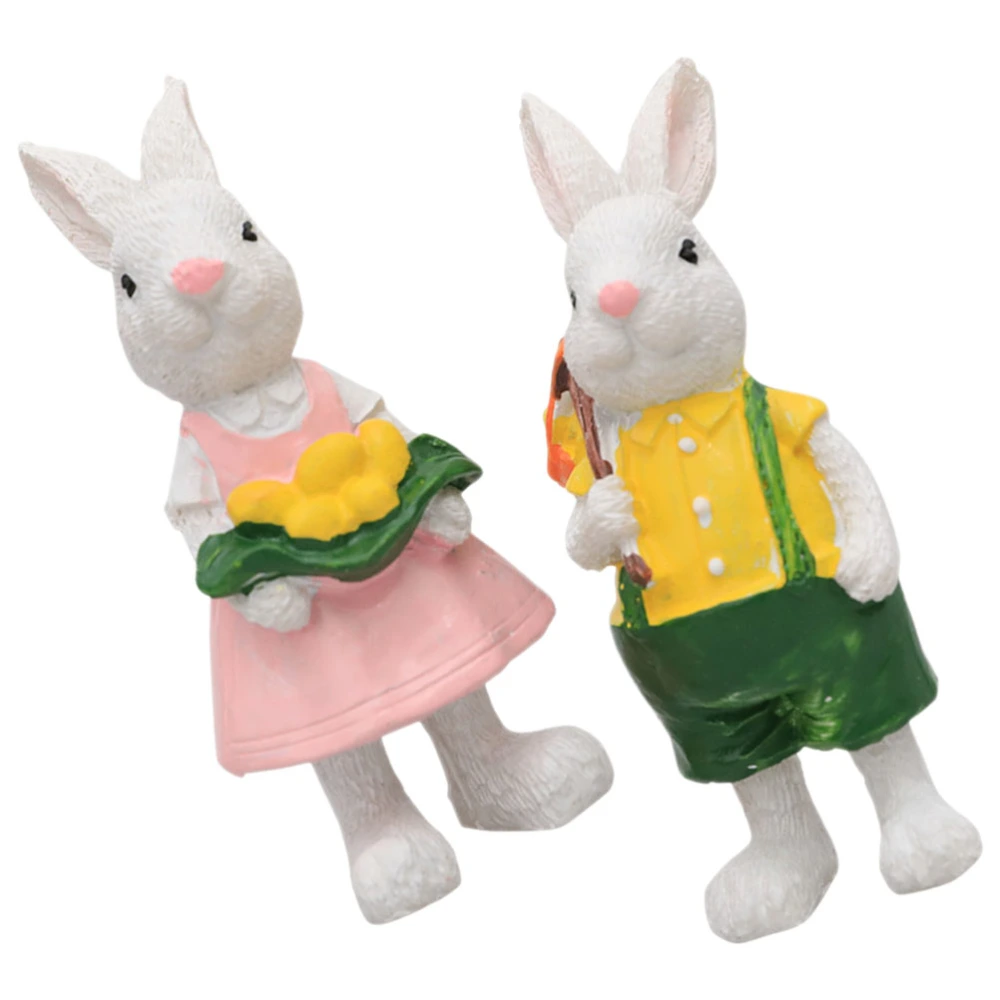 2Pcs Easter Decorations Easter Bunny Decor Resin Bunny Doll Easter Decoration Home Ornaments