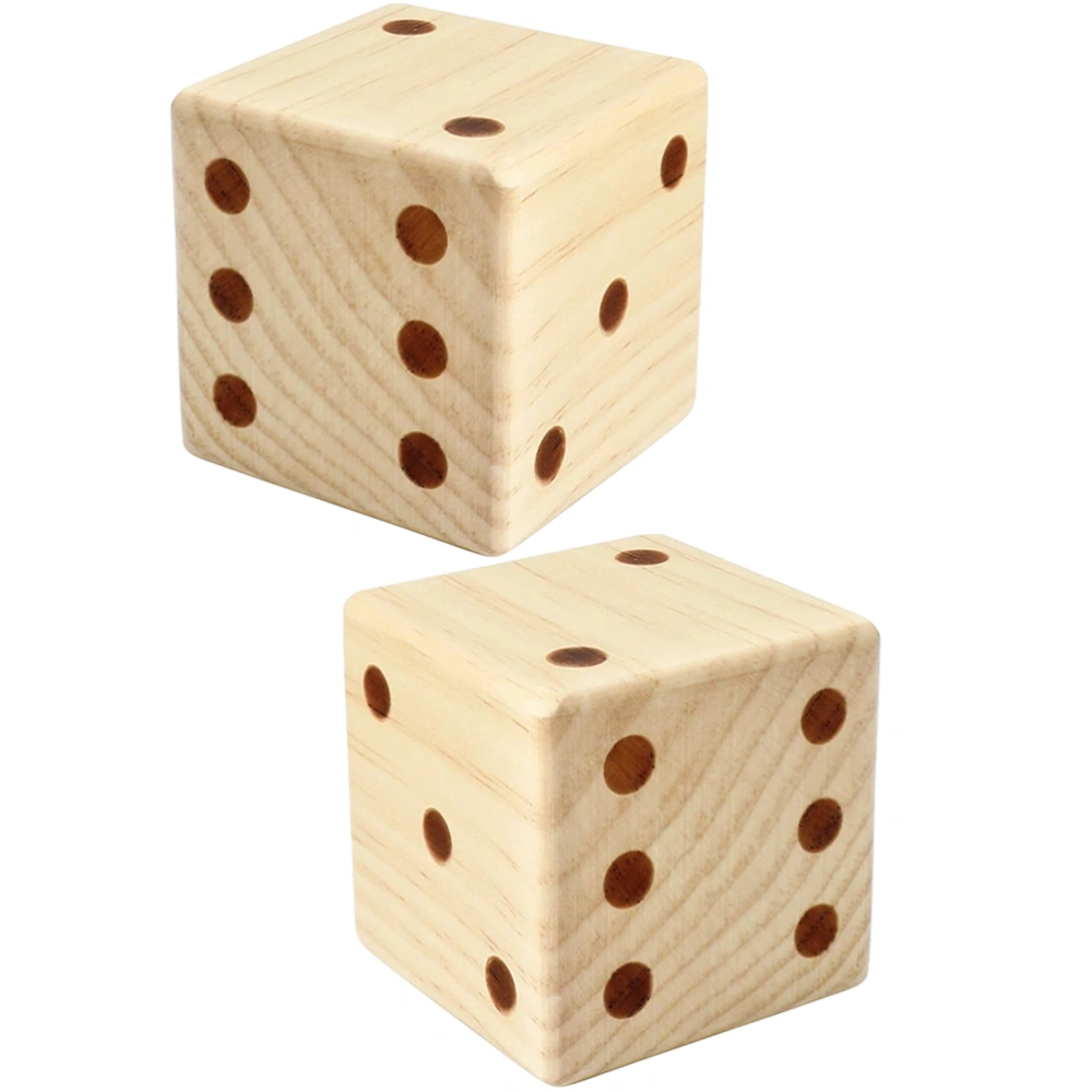 2Pcs Large Wooden Dice Toy Party Game Wood Dice Round Corner Dot Dice DIY Craft Dice Kids Dice