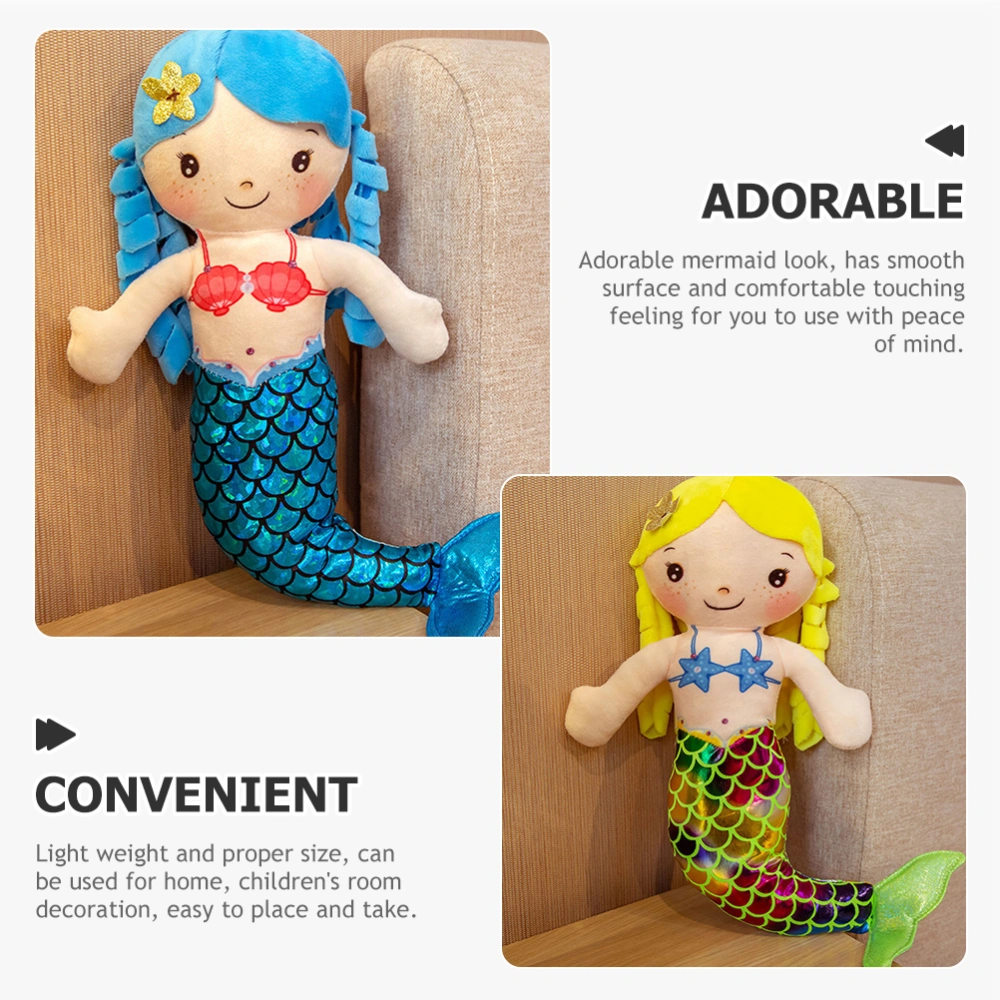 2pcs Stuffed Mermaid Dolls Decorative Mermaid Ornaments Girls Mermaid Toys