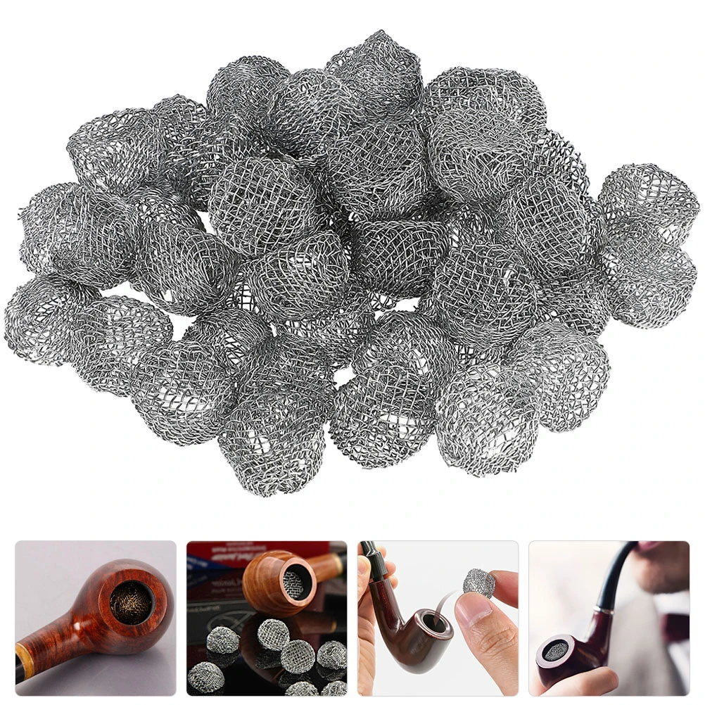 50pcs Pipe Screen Filters Metal Wire Screens Balls High-Temperature Resistant Tobacco Pipes Accessories