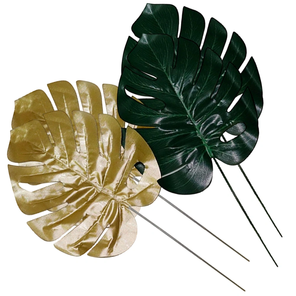 4Pcs Artificial Palm Leaves Fake Leaf Faux Tropical Leaves for Jungle Hawaiian Party Wedding