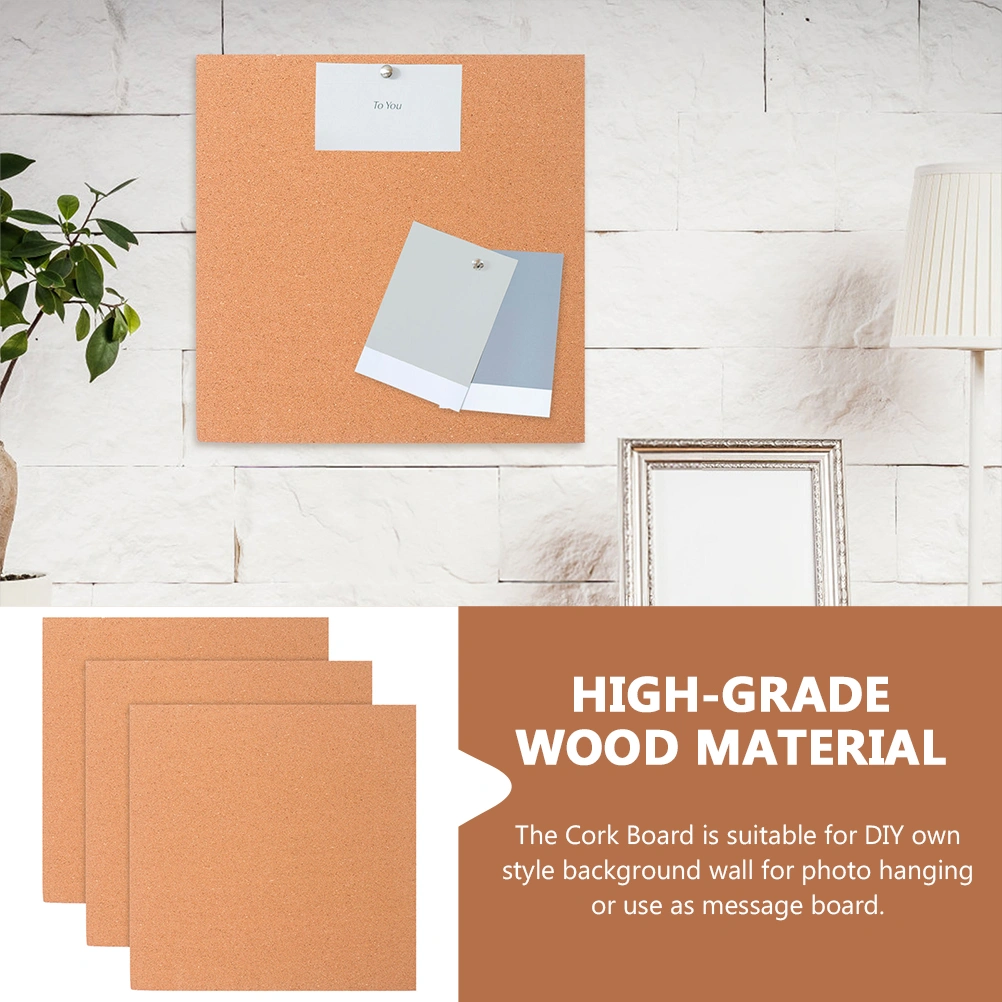 3Pcs Wall Cork Board Photo Display Cork Board Household Cork Board Reminder Bulletin Board