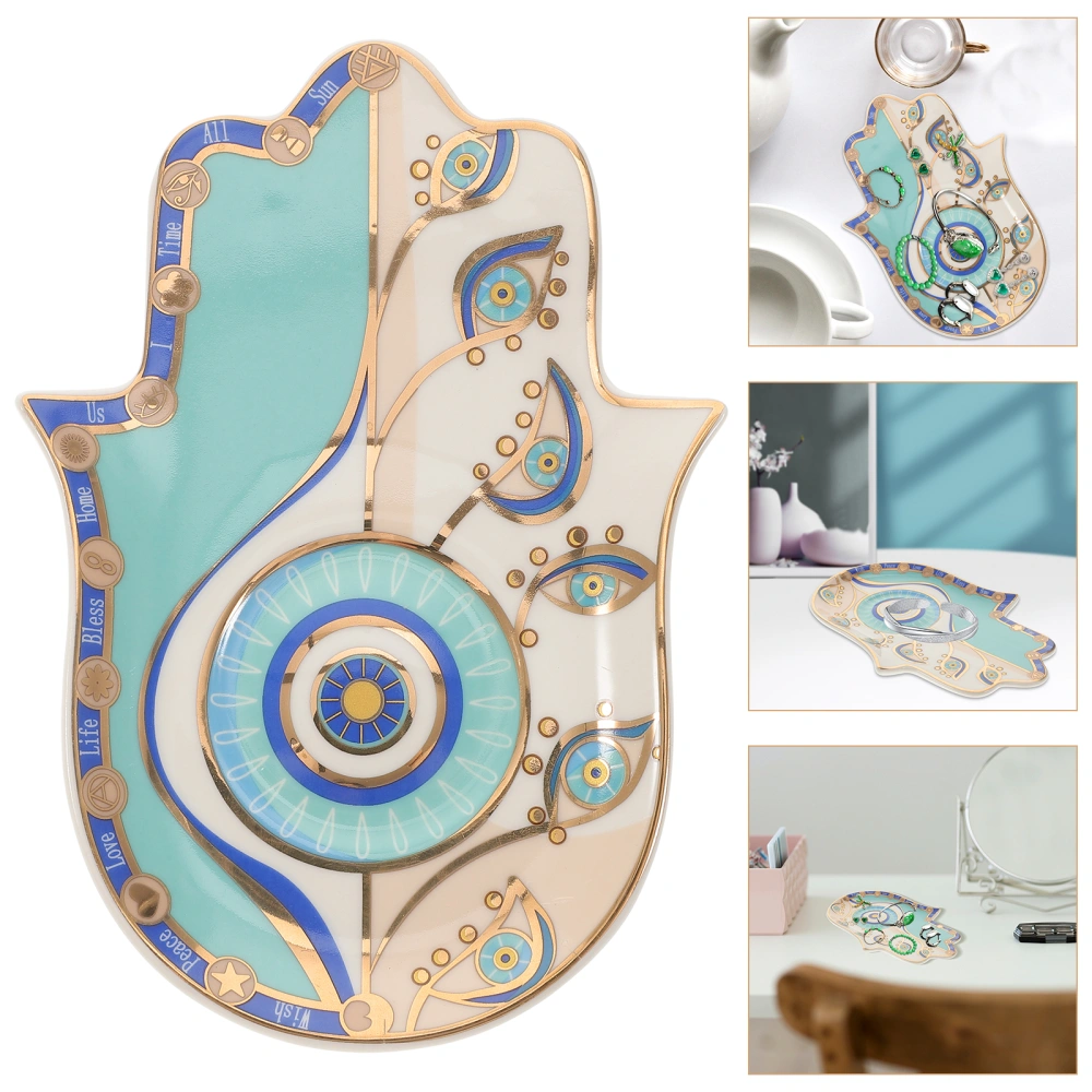 2pcs Evil Eye Jewelry Display Plate Desktop Tray Ceramic Cup Storage Tray Candle Storage Tray