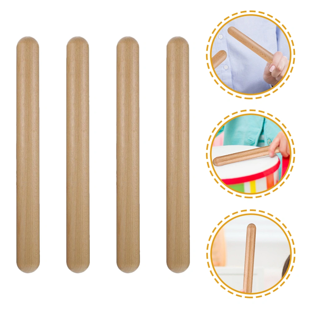 4pcs Children Musical Playthings Percussion Musical Sticks Classical Wood Claves