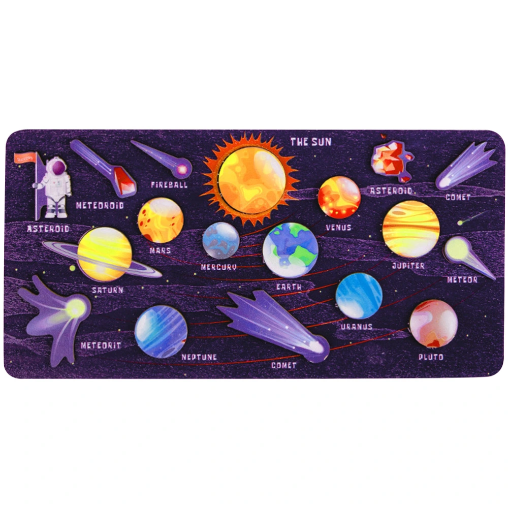 1 Set of Solar System Puzzle for Kids Wooden Solar System Planet Puzzle Space Planet Cognition Toy