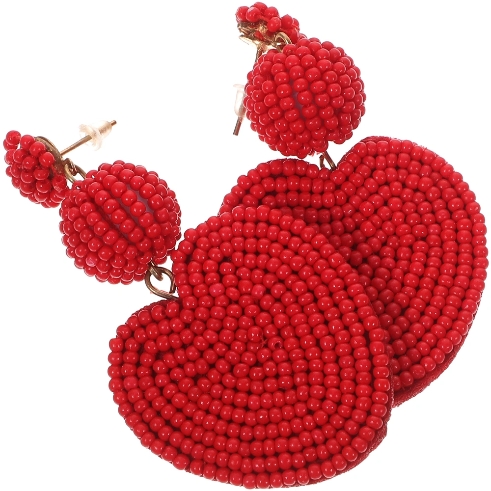 1 Pair Weaving Heart Shaped Earrings Handmade Woven Earrings Ear Jewelry