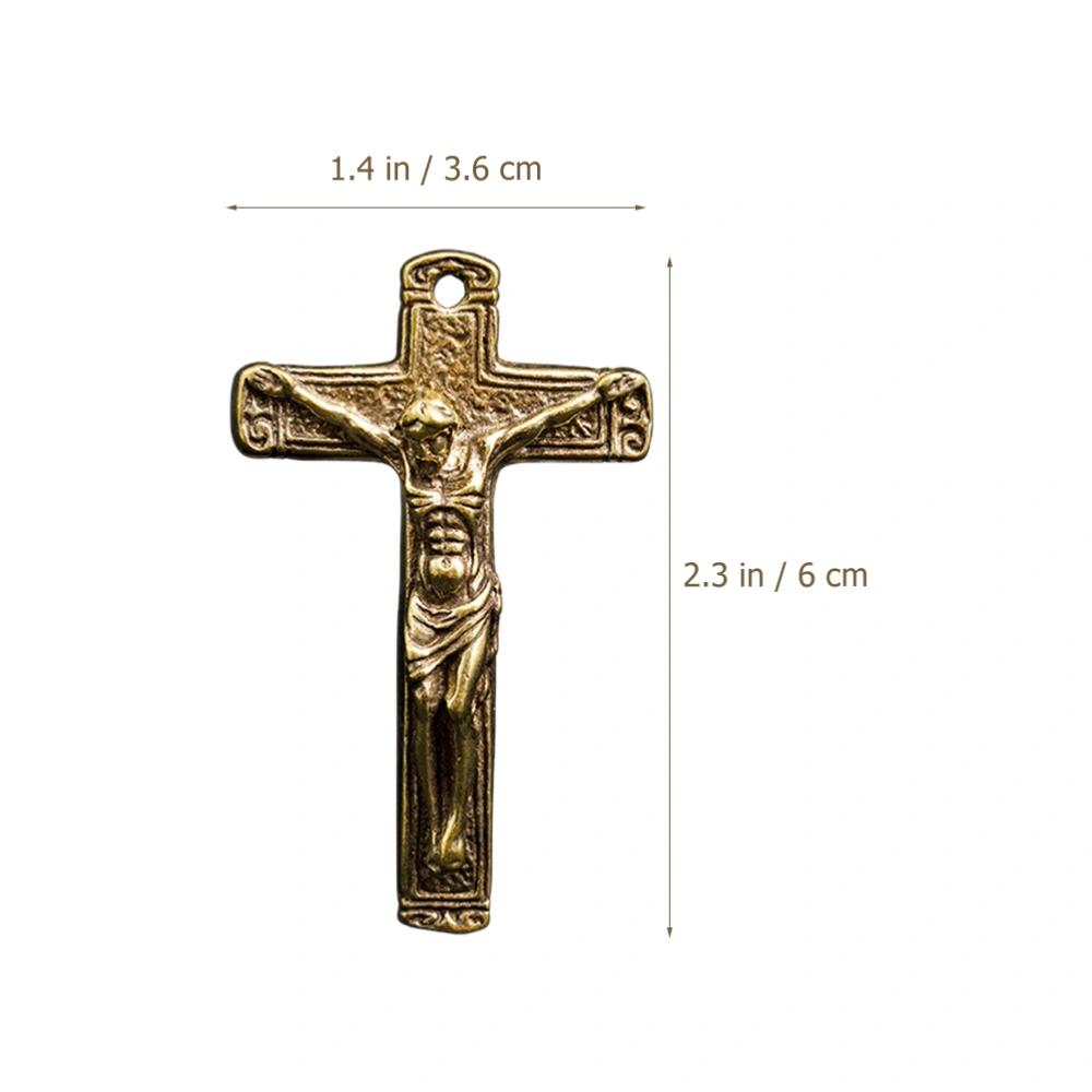 3Pcs Vintage Jesus Cross Pendant Retro Copper Religious Pendant for Necklace