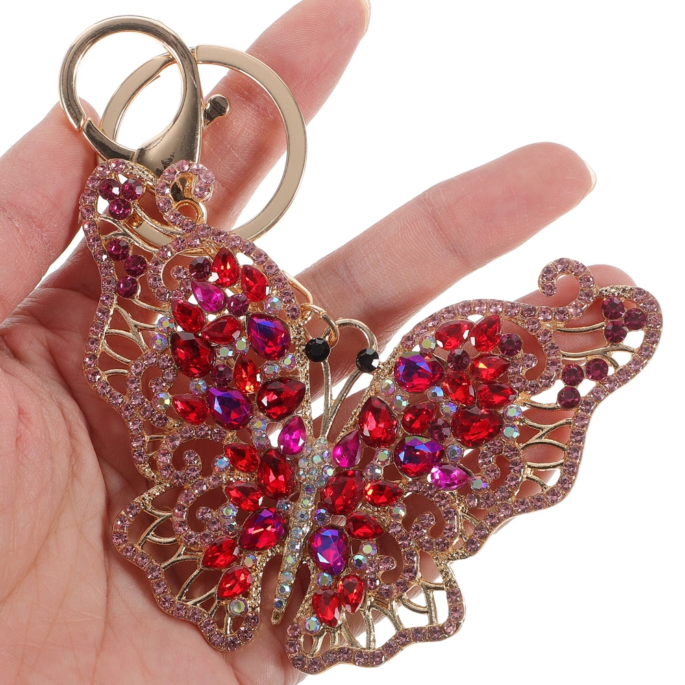 Butterfly-shape Rhinestone Key Chain Bag Hanging Ornament Decorative Key Ring