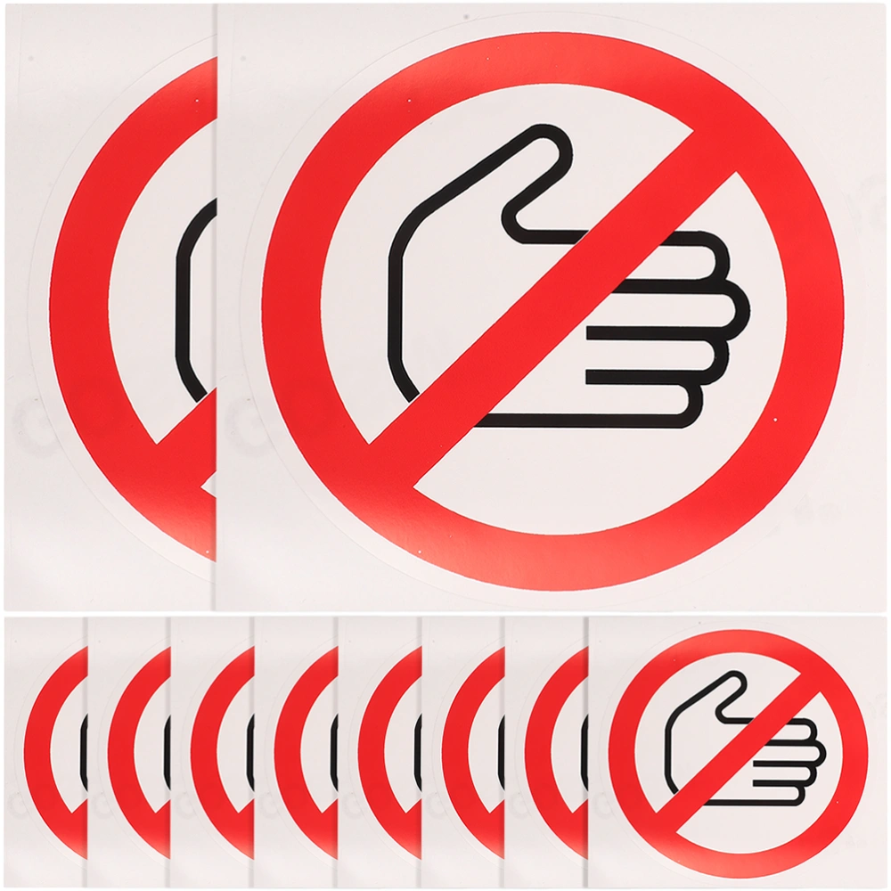 10pcs Vinyl Please Do Not Touch Stickers Safety Warning Sign Stickers No Touch Sign Stickers