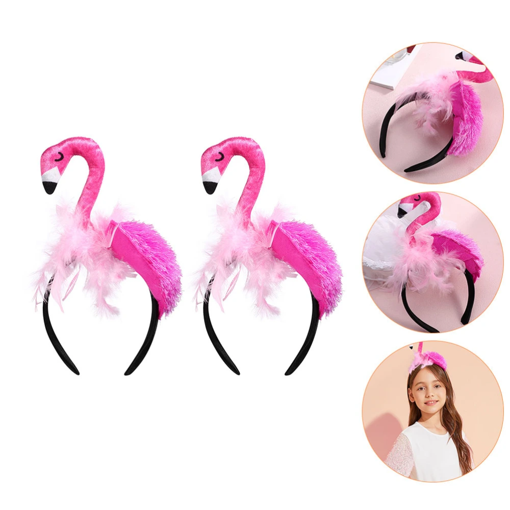 2Pcs Flamingo Headband Party Headband Creative Headband Hawaiian Party  Hair Accessories