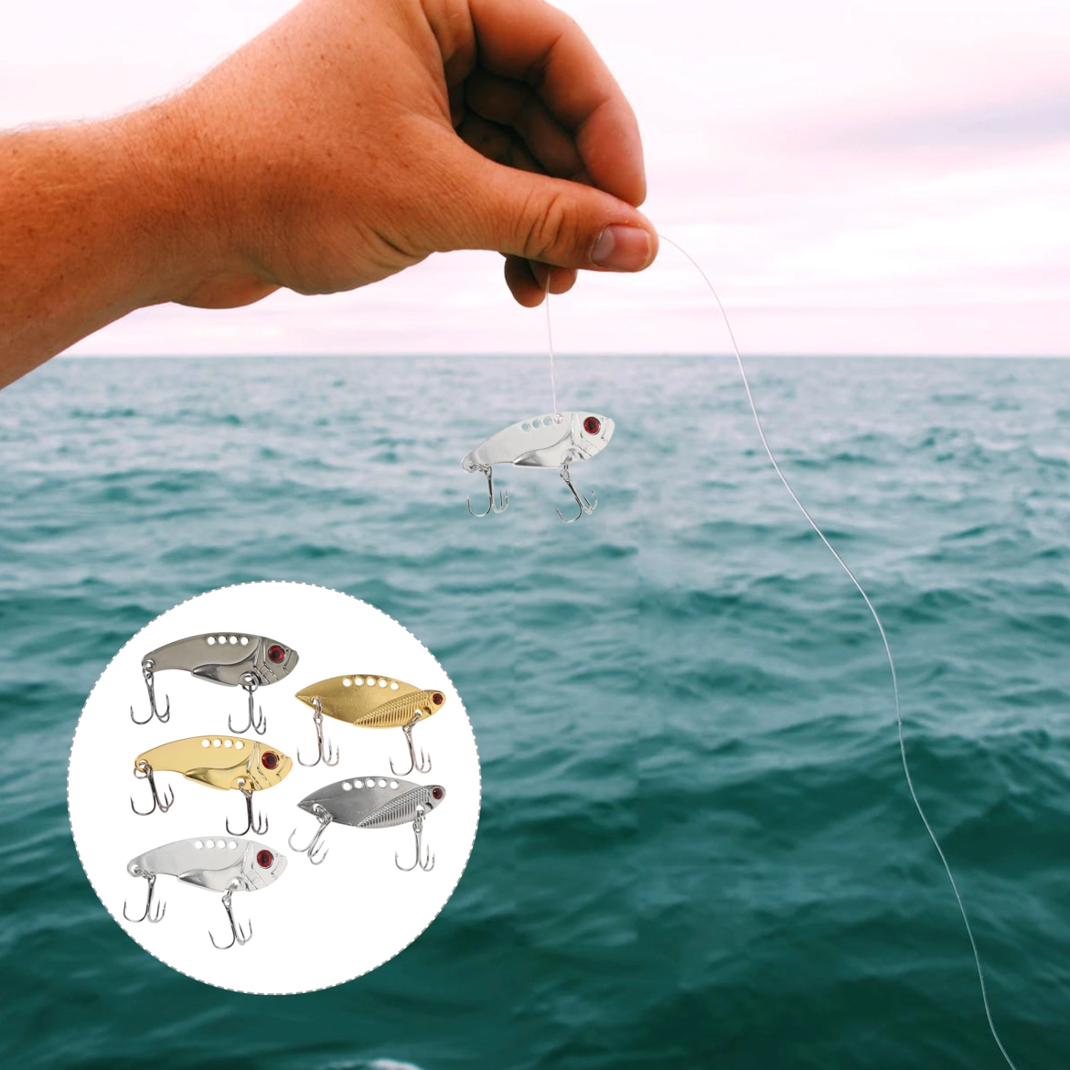 5Pcs Stainless Steel Fishing Bait Fish Shaped Fishing Lure Fishing Hook Saltwater Fishing Lure Supplies