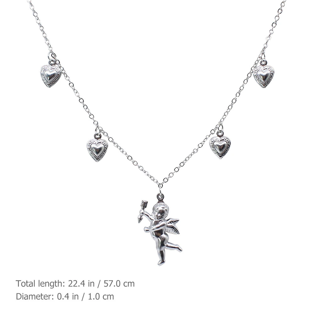 Cupid Angel Necklace Love Heart Charm Necklace Clavicle Chain Women Jewelry