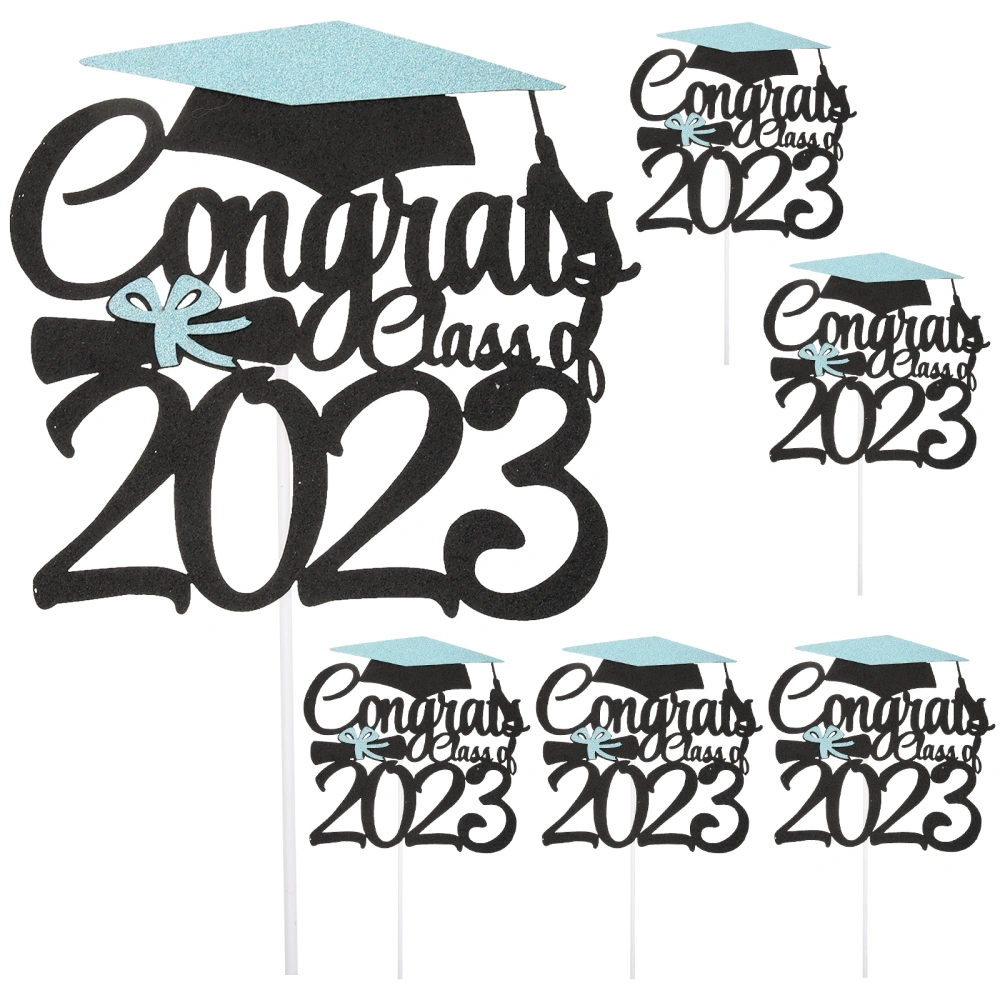 6pcs Congratulation Cake Picks 2023 Graduation Cake Decoration Cake Insert Toppers