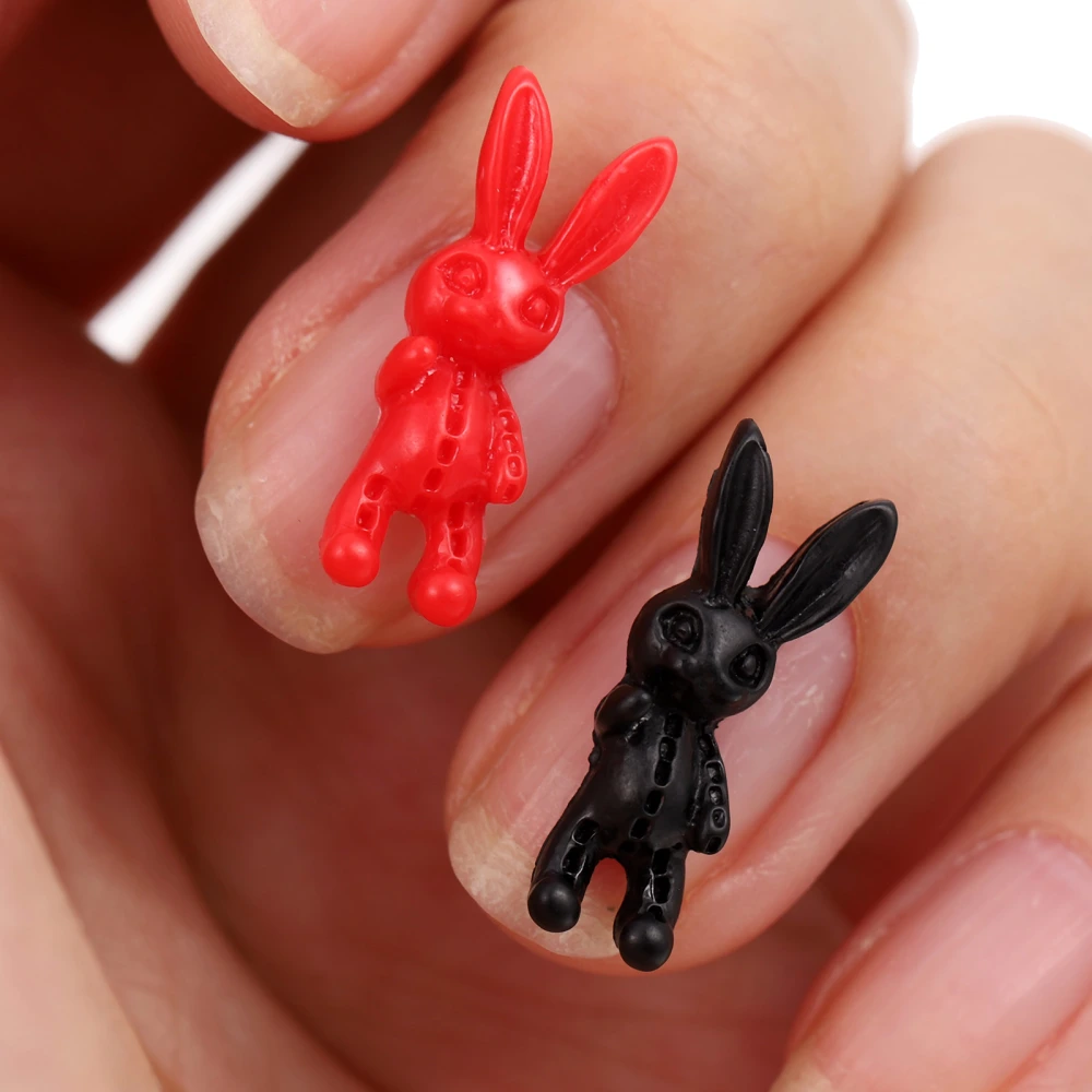 60pcs Bunny Charms Nail Art DIY Accessories Horror Skeleton Rabbit Nail Decor