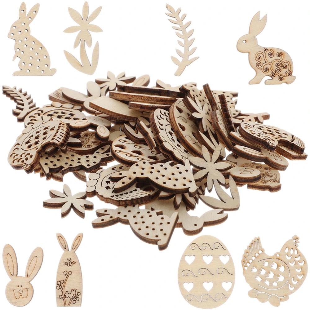 200pcs Easter Unfinished Chips Wooden Slice Ornaments Blank Craft Wood Slices for DIY