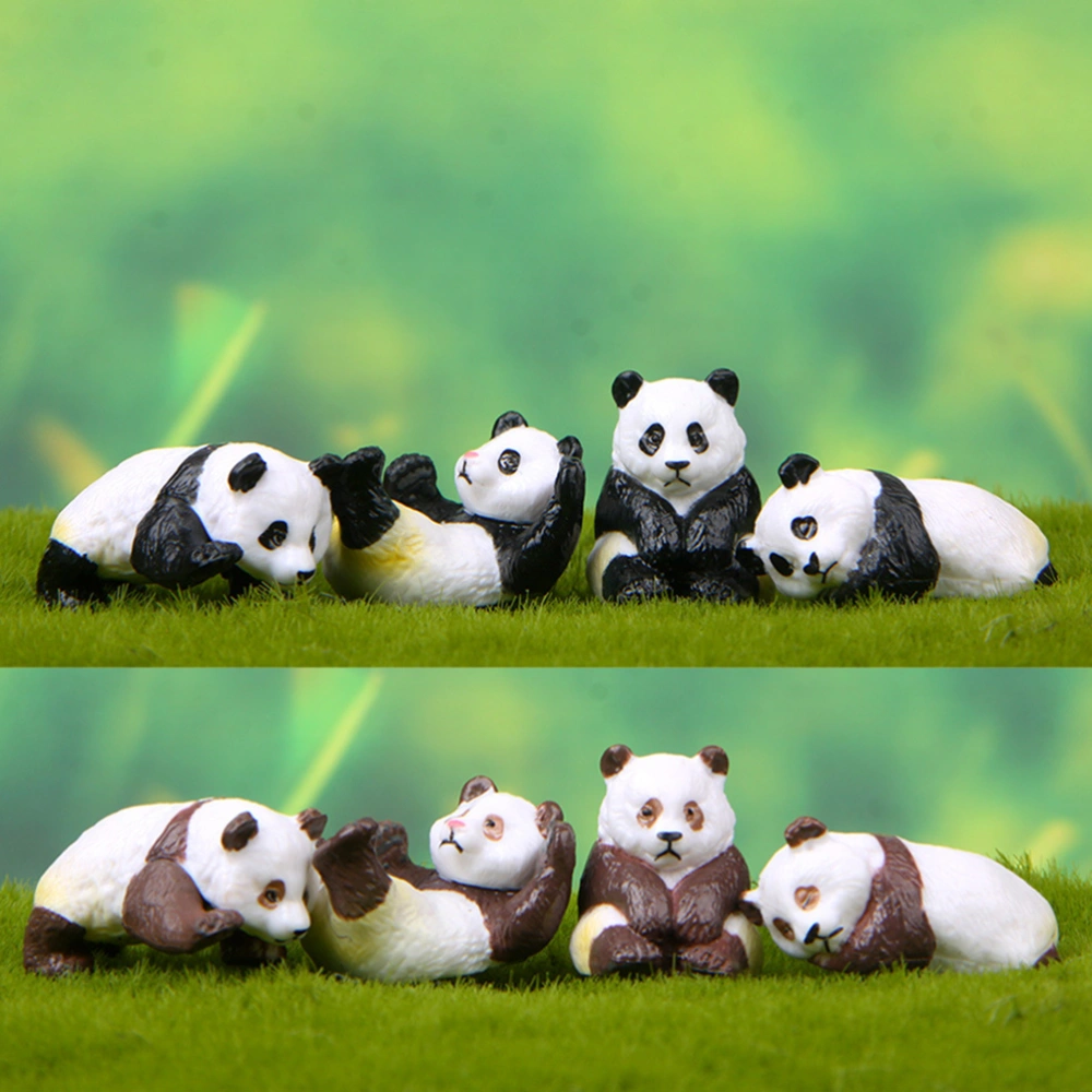 8pcs Panda Models Adorable Wild Animal Crafts Creative Panda Ornaments Landscape Layout