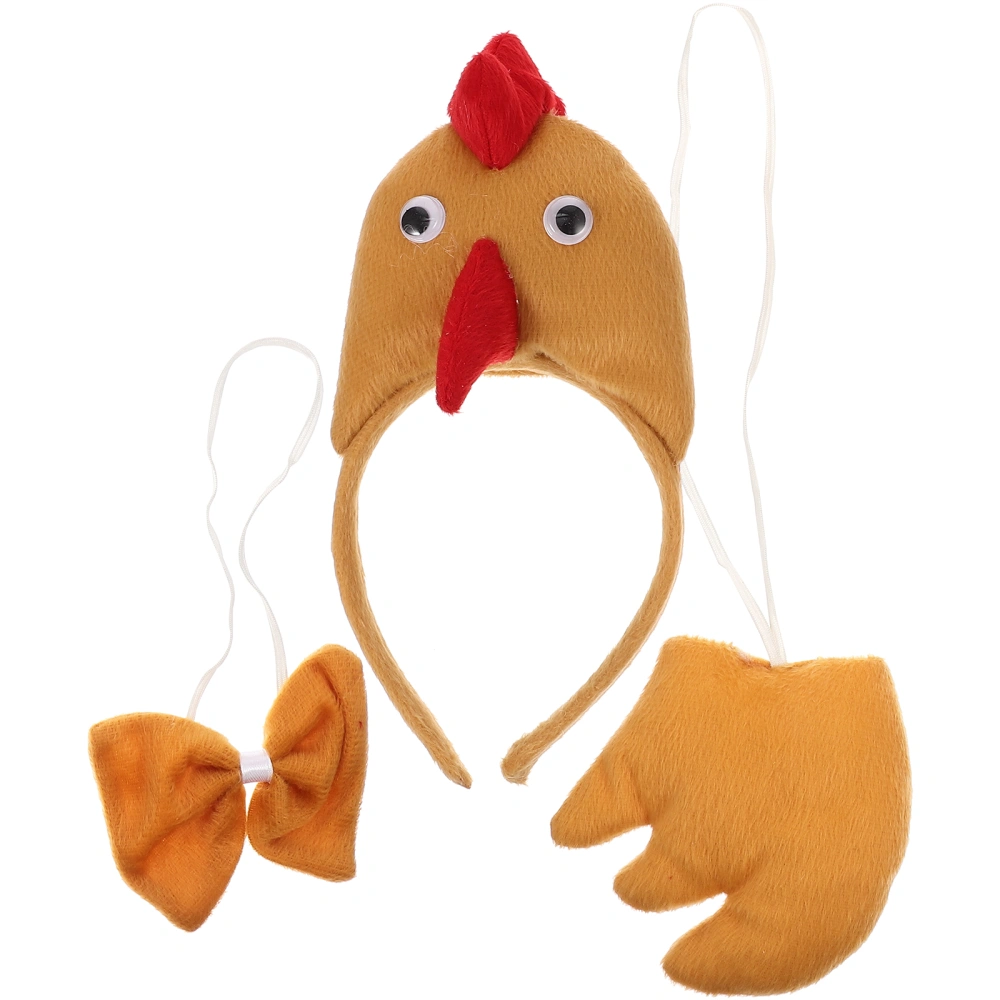 1 Set of Easter Chicken Costume Set Chicken Headband Tail Bow Tie Chicken Cosplay Accessory