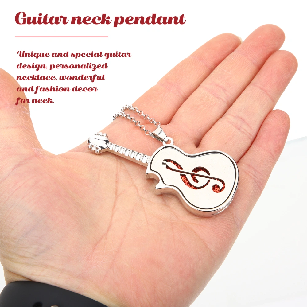 Stylish Musical Jewelry Metal Guitar Pendant Necklace Statement Jewelry