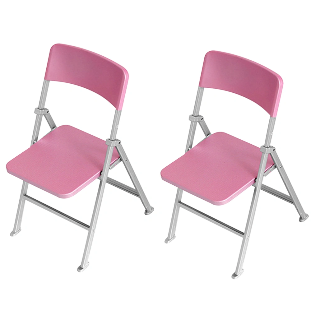 2pcs Folding Mini Chair Dolls Folding Chair Mini House Folding Chair Miniature Furniture