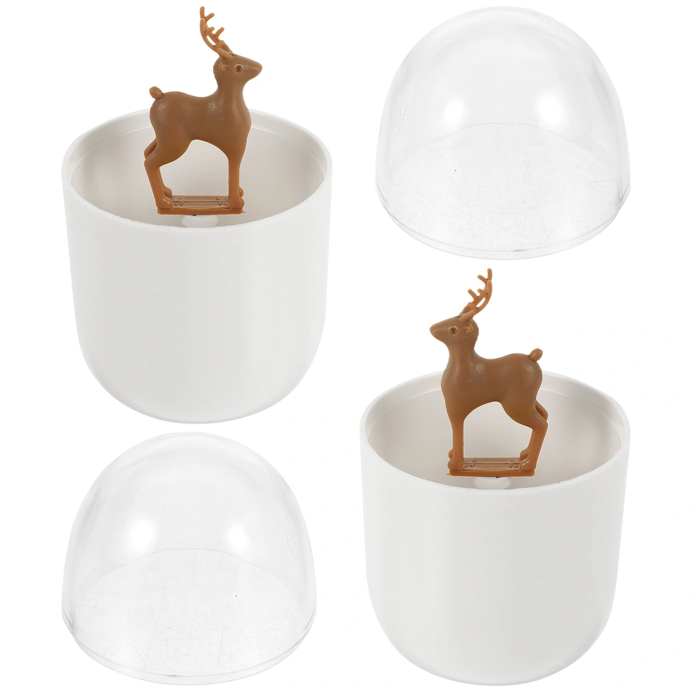 2pcs Plastic Elk Cotton Swab Holder Toothpick Storage Box Toothpick Container