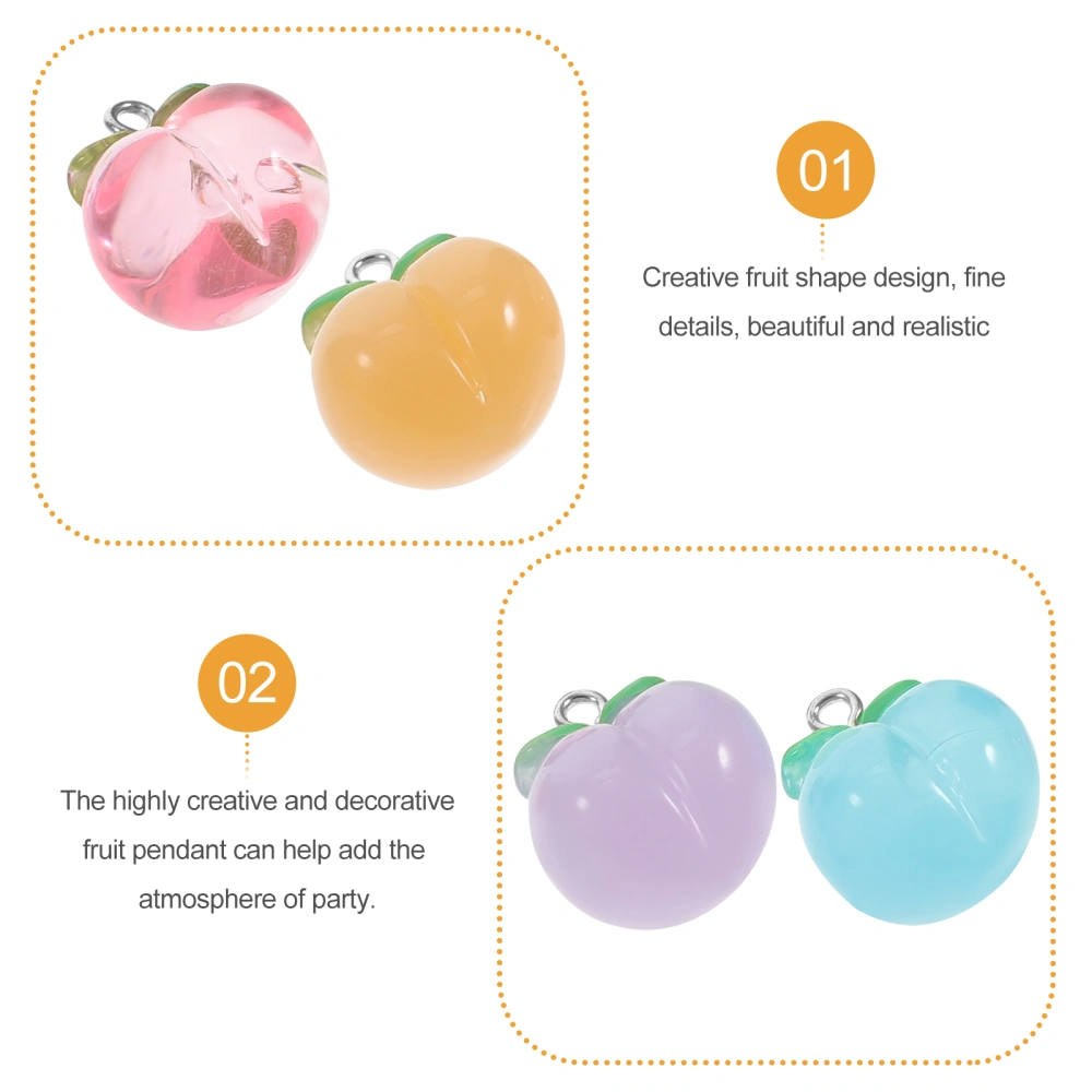 20Pcs Fruit Resin Charms Peach Charm Pendants Model Fruit Pendants for Necklace Mixed Color