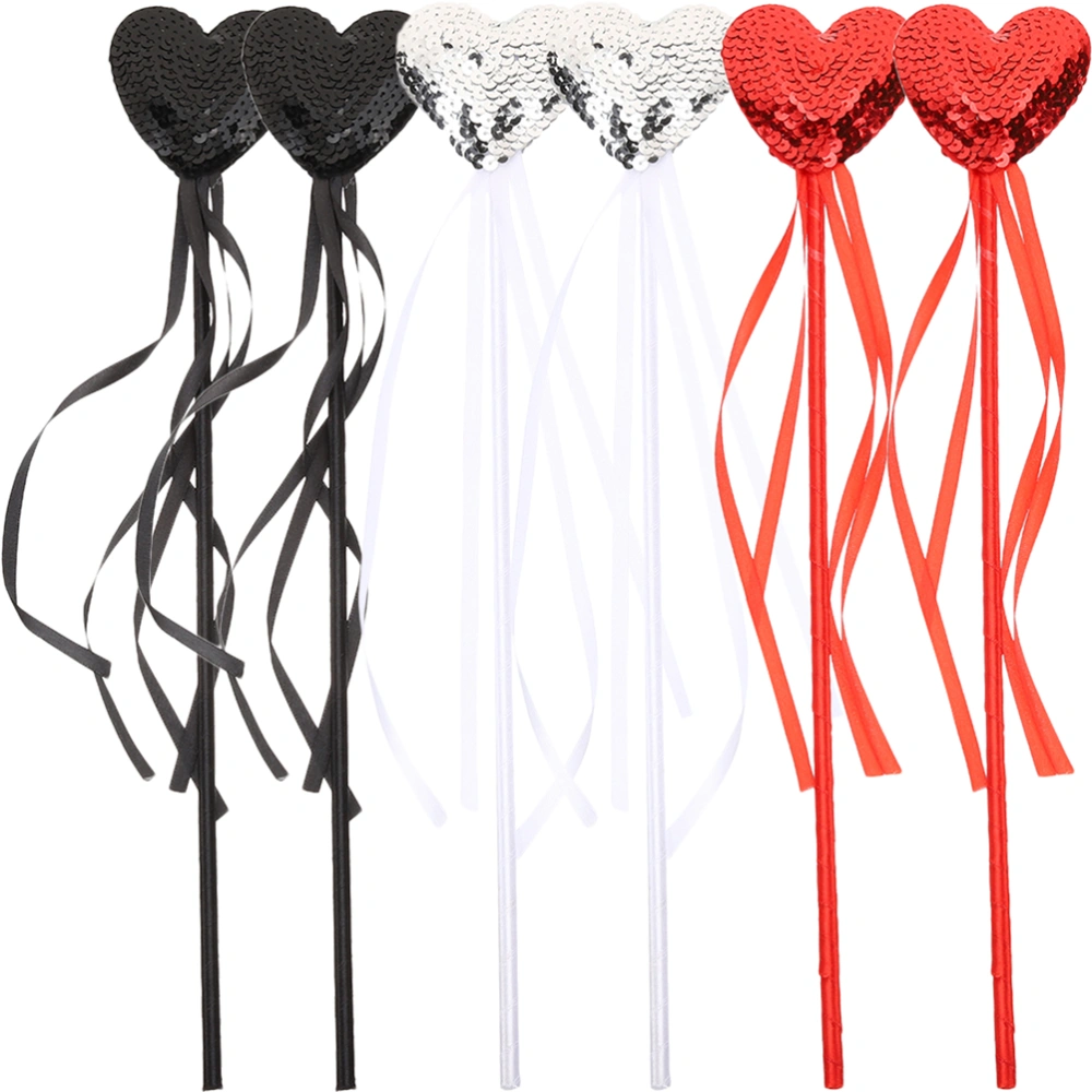 6Pcs Heart Fairy Wands Sequins Fairy Wands Glitter Heart Wands Kids Fairy Wands Party Props