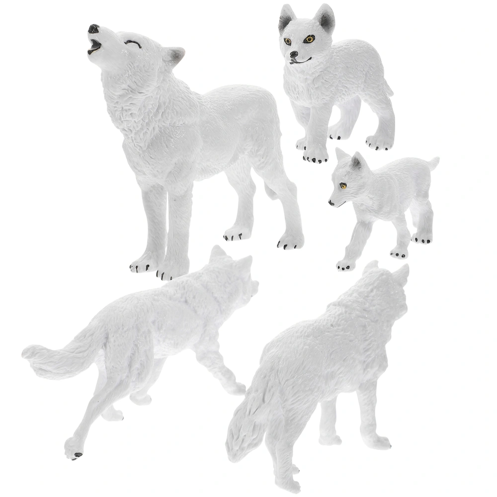 5Pcs Wolf Model Simulated Wolf Figurine Children Wolf Statue Toy Wolf Cognition Model Wolf Toy