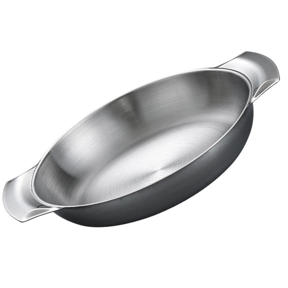 Stainless Steel Pot Double Handle Pan Multi-function Paella Pan Korean Style Pot Kitchen Cooking Pan