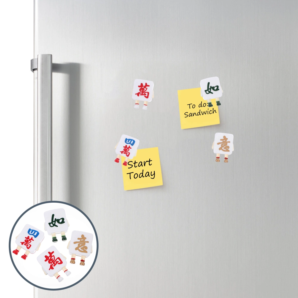 4Pcs Mahjong Magnetic Stickers Kitchen Fridge Magnets New Year Mahjong Magnets Fridge Decors