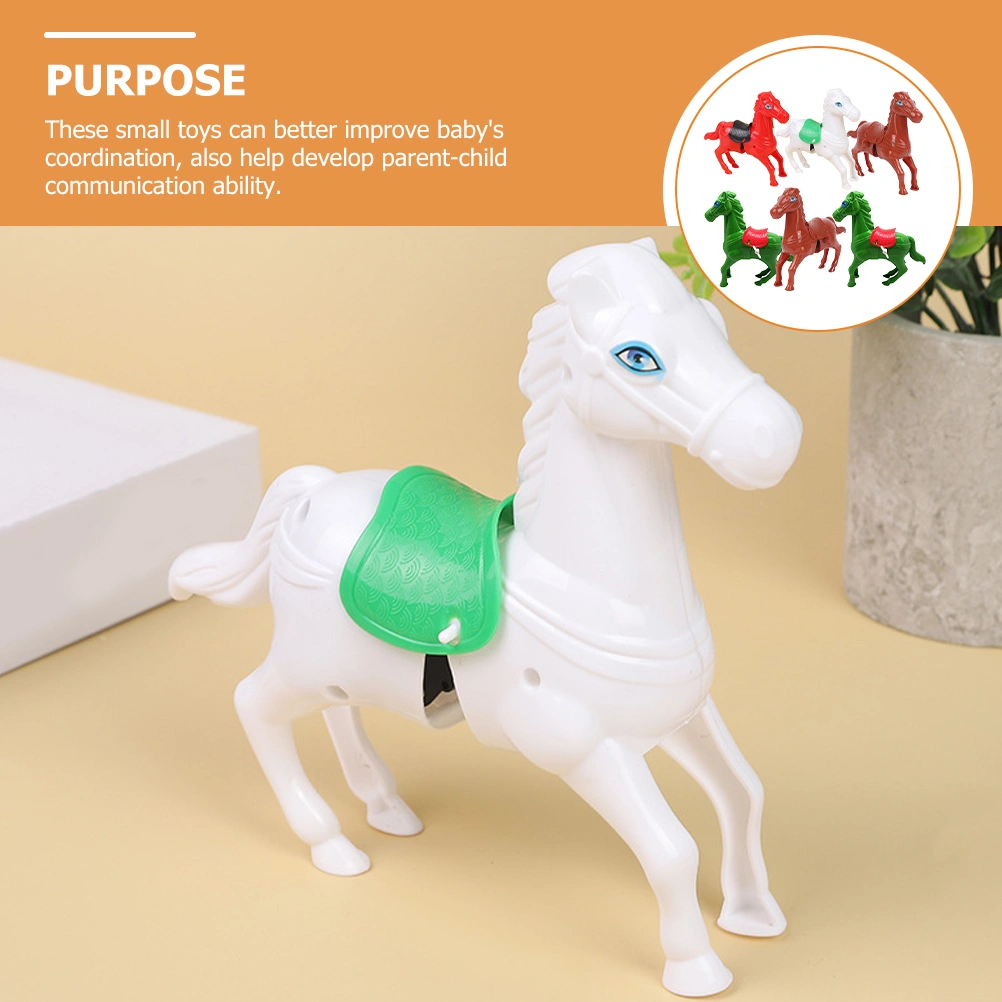 6pcs Wind Up Toys Horse Toys Kids Funny Playthings Birthday Party Favors(Random Color)