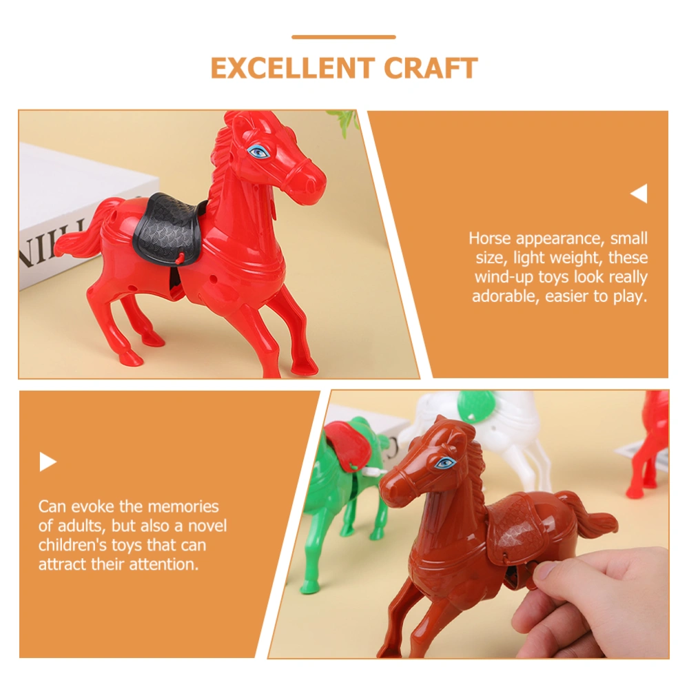 6pcs Wind Up Toys Horse Toys Kids Funny Playthings Birthday Party Favors(Random Color)