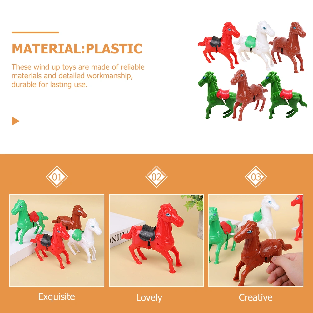 6pcs Wind Up Toys Horse Toys Kids Funny Playthings Birthday Party Favors(Random Color)