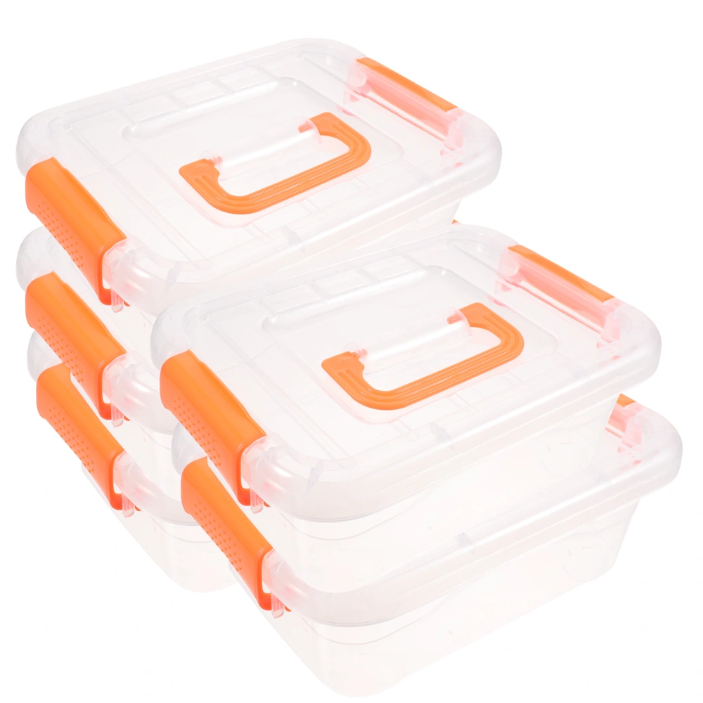 5pcs Transparent Desktop Storage Box Toy Packing Box Plastic Carrying Case with Handle