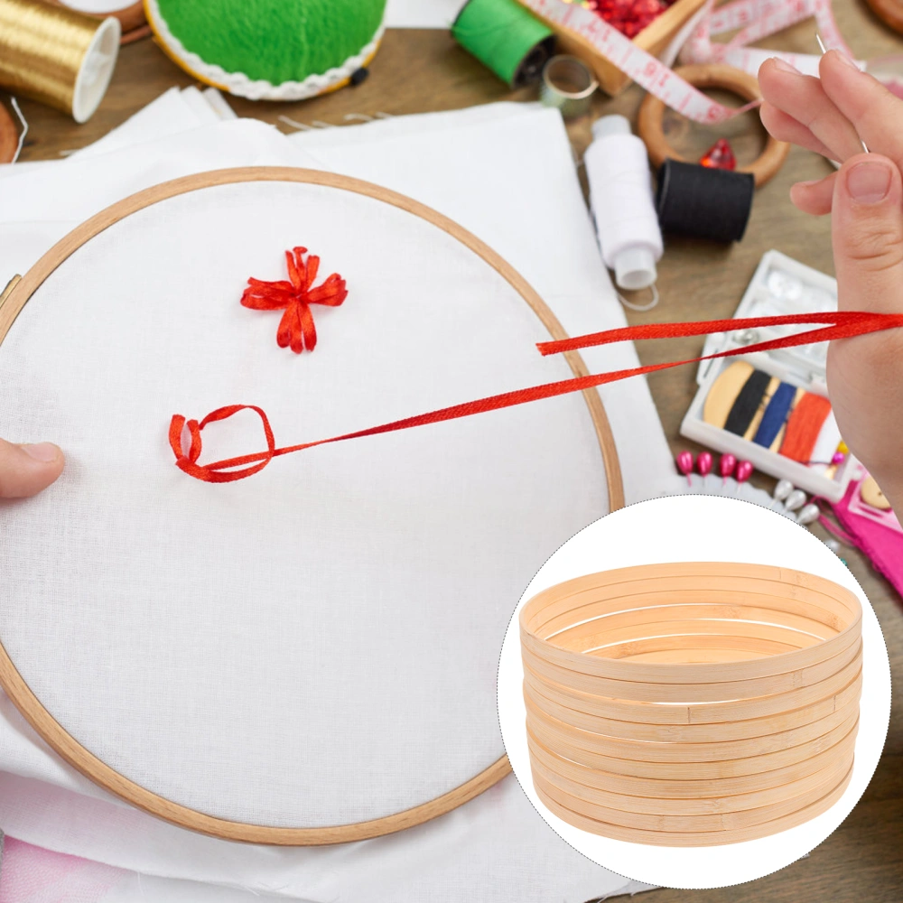 10pcs Cross Stitch Hoop Round Bamboo Hoops Fan Making Bamboo Frames Craft Sewing Supplies