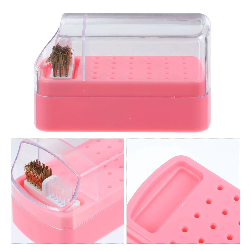 Nail Drill Bits Storage Holder with Cleansing Case 30 Holes Nail Drill Bits Organizer Manicure Tools