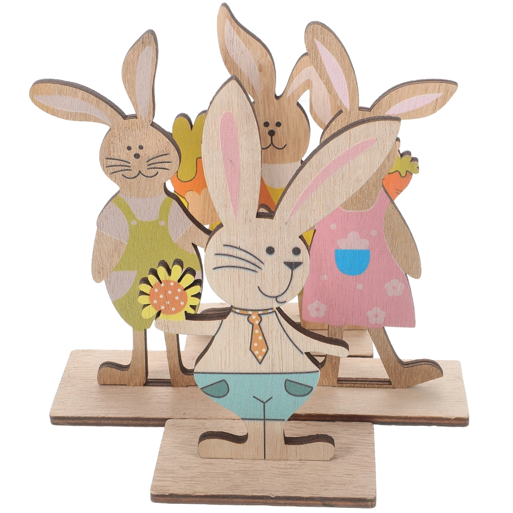 4Pcs Easter Table Bunny Decorations Tabletop Crafts Rabbits Ornaments Home Decorations