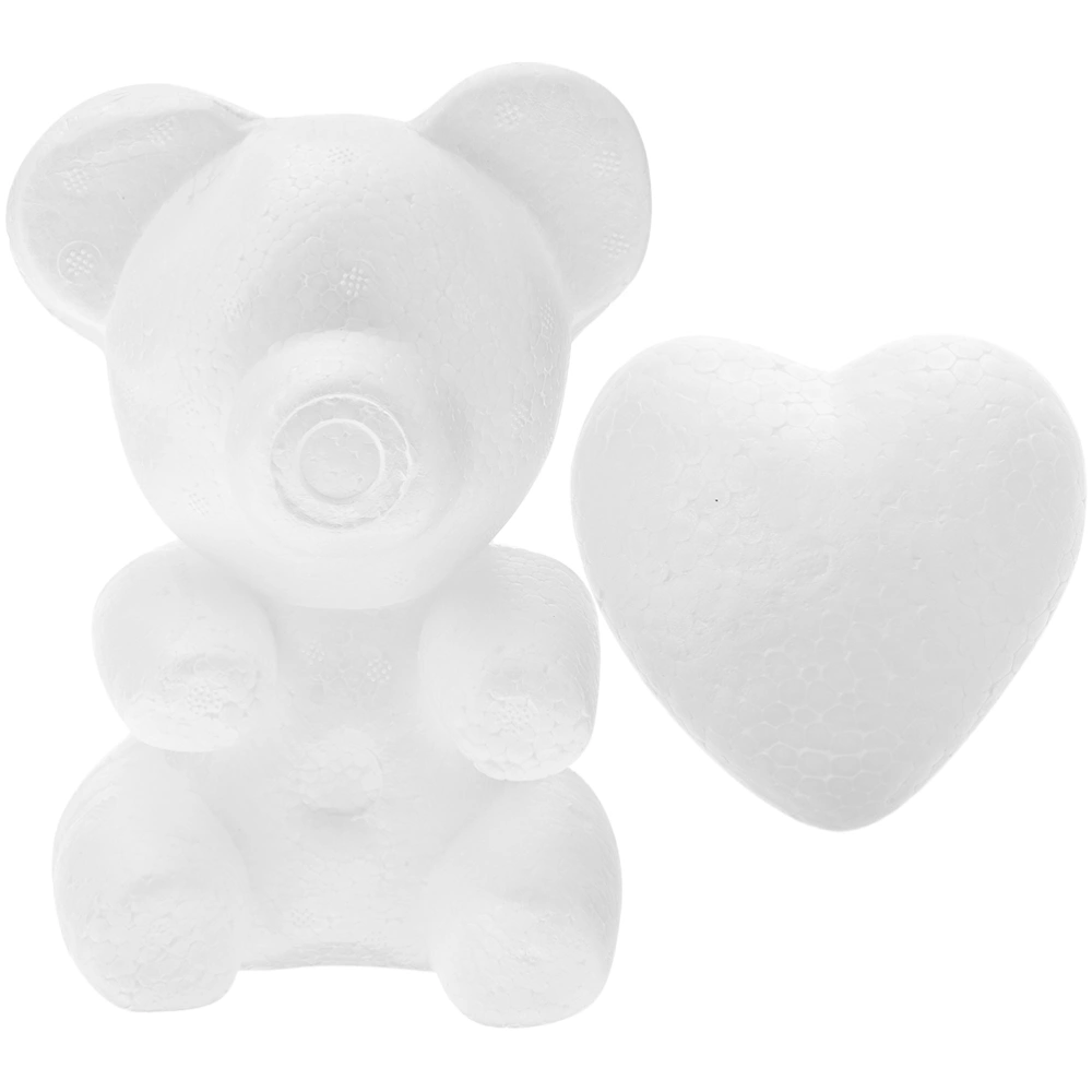 2pcs Bear and Heart Mold DIY Painting Bear Heart Modeling DIY Flower Craft Molds