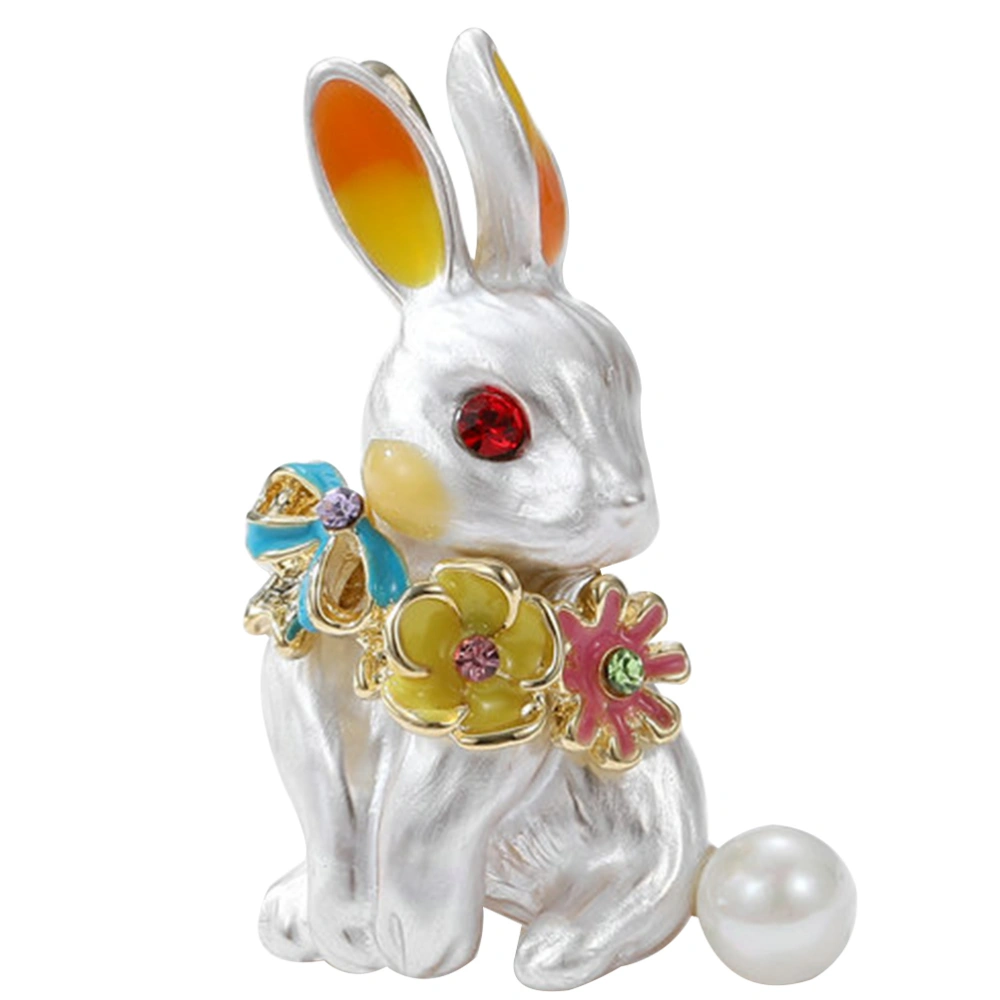 Lovely Flower Rabbit Brooch New Year Rabbit Brooch Bag Badge Lapel Pin Festival Favor