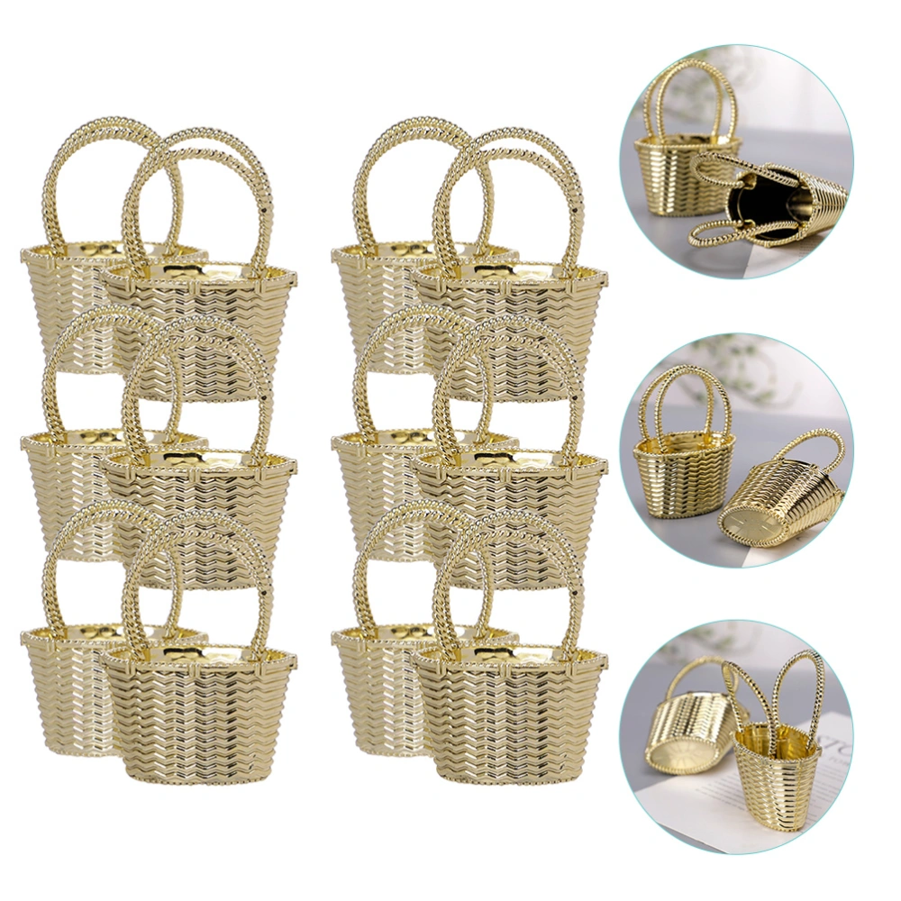 12pcs Candies Baskets Wedding Party Candy Baskets Handheld Small Gift Basket Decorations