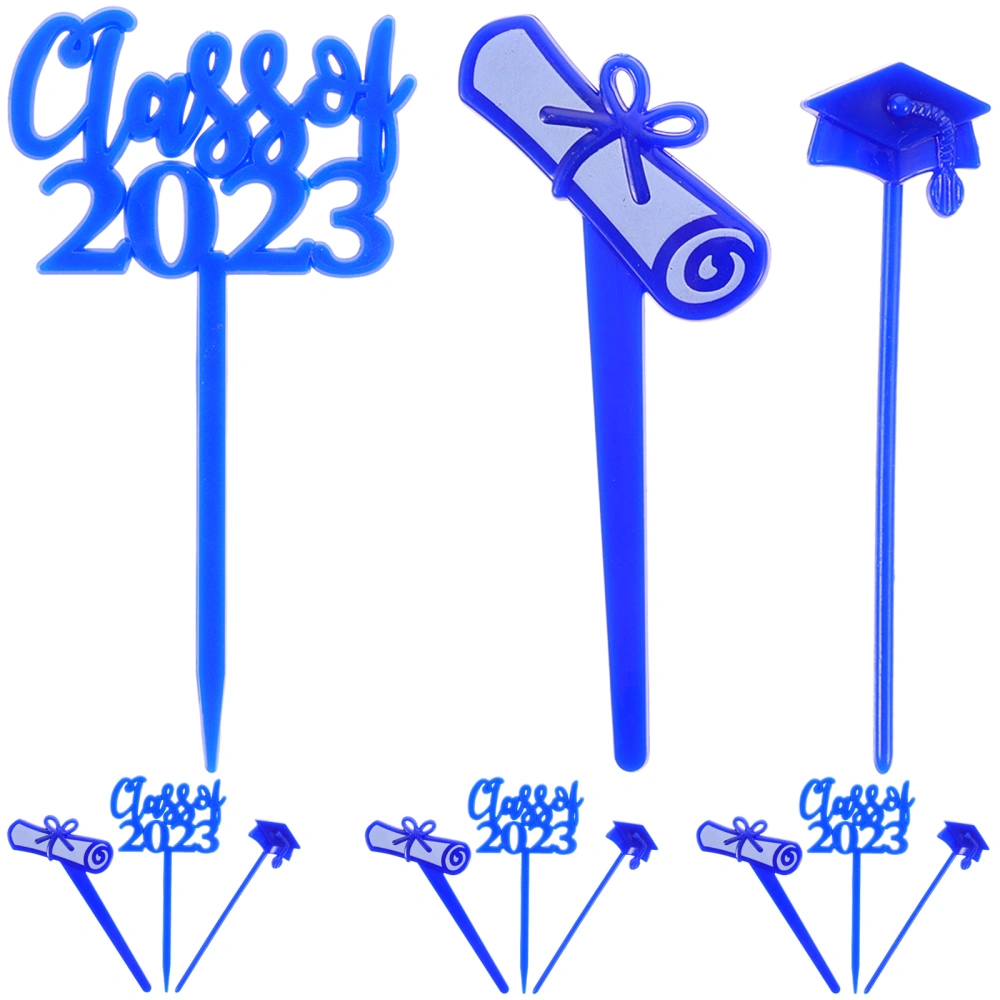 30pcs Class of 2023 Graduation Cupcake Topper Appetizer Picks for Graduation Party