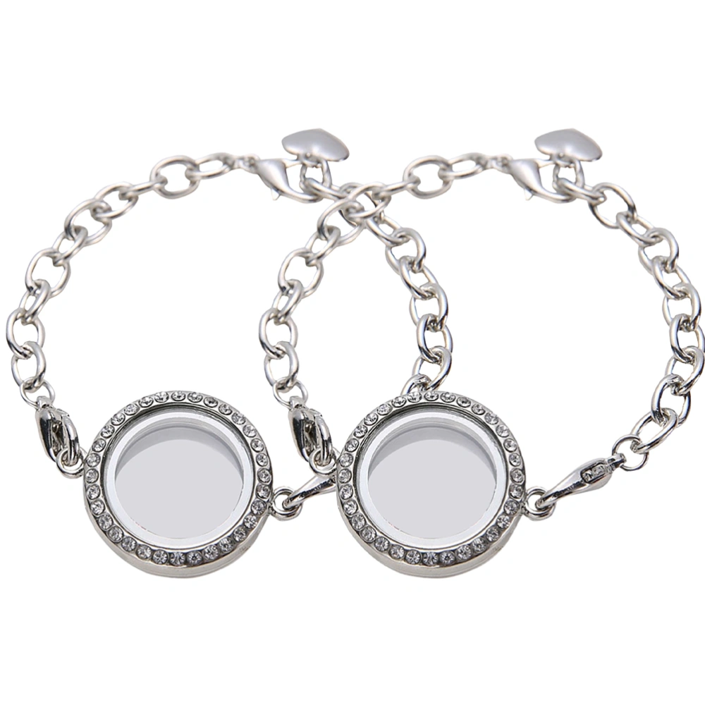 2Pcs Alloy Bracelet Fashionable Wrist Chain Delicate Bangle for Women Girl