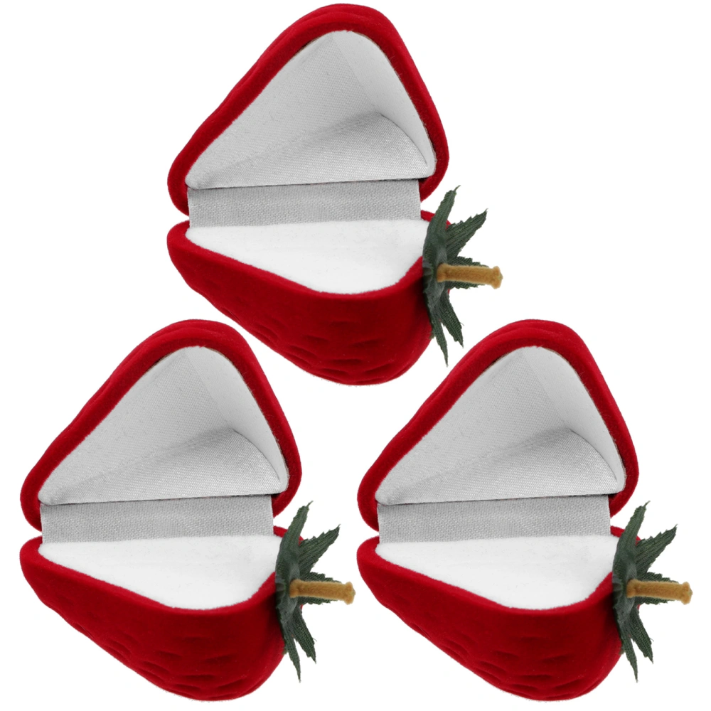 3Pcs Strawberry Ring Box Strawberry Shaped Ring Jewelry Storage Box for Wedding