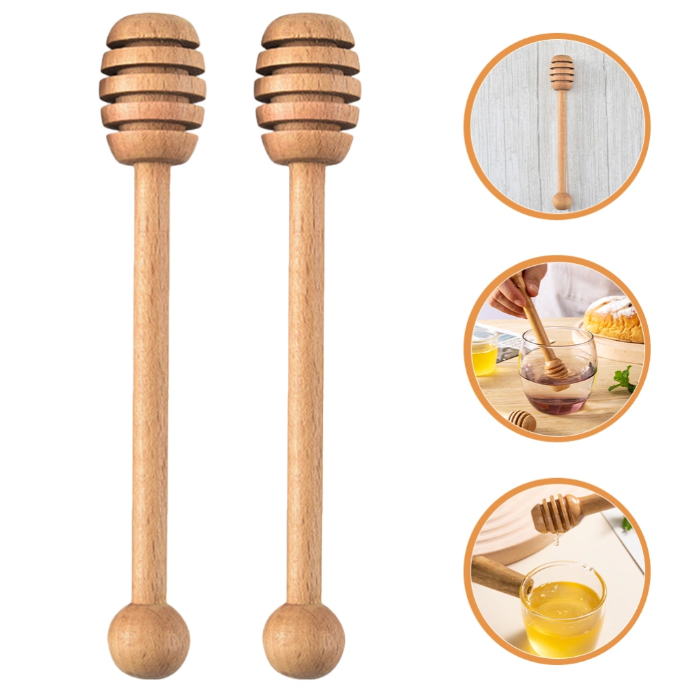 2pcs Honey Sticks Wooden Stirring Sticks Portable Household Honey Mixing Sticks