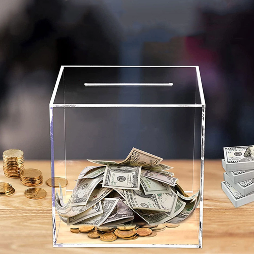 2Pcs Transparent Piggy Bank Money Storage Pot Clear Coin Box Acrylic Coin Container Coin Storage Box