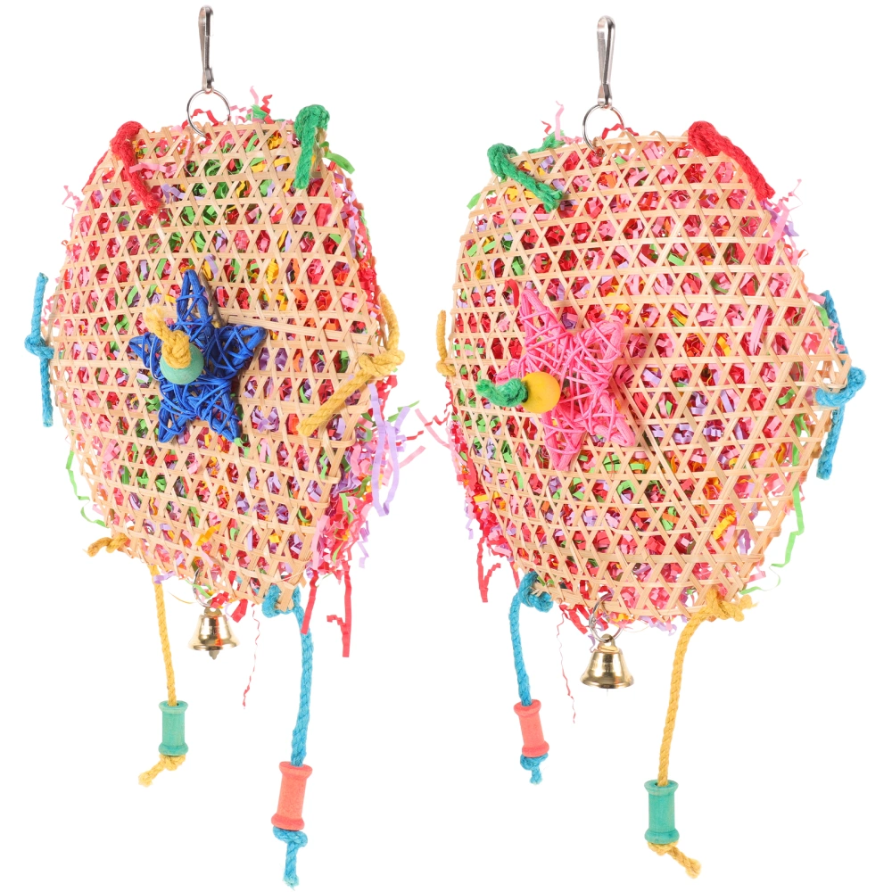 2Pcs Funny Bird Toy Hanging Parrot Bite Toy Funny Bird Chew Toy Interesting Toy Bird Plaything