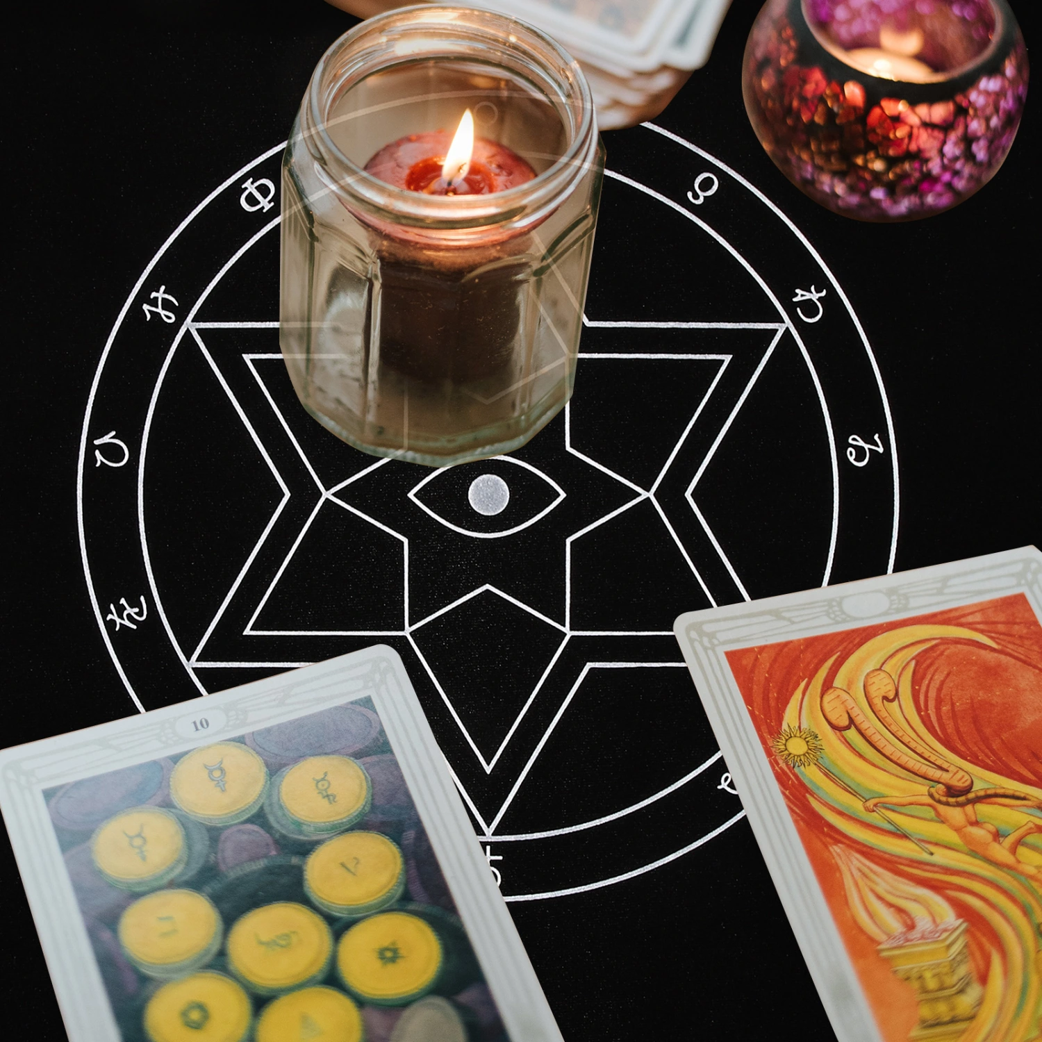 1 Set Altar Tarot Table Cloth Reading Divination Tablecloth Tarot Cards Bag Storage Holder